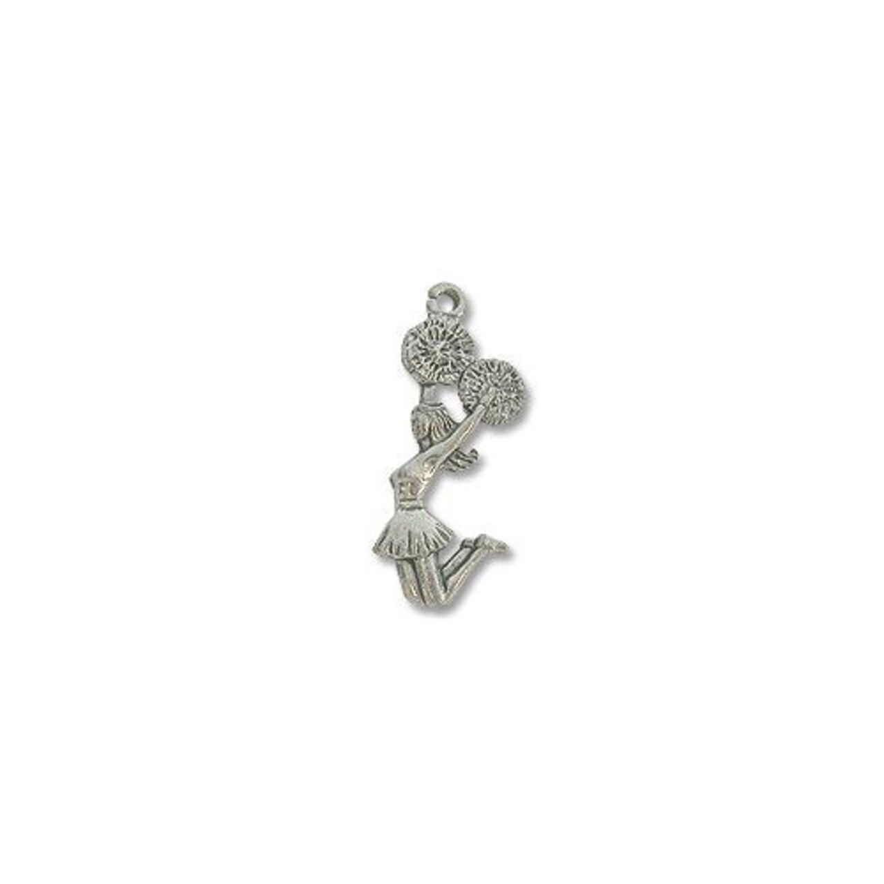 Cheerleading Charm for Jewelry Making - 25x10mm Pewter Antique Silver Plated (1-Pc)